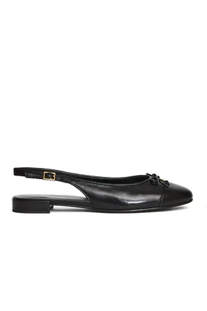 Tory Burch Buty, Kobieta, Czarny, 38 EU, Czarne skórzane baleriny elegancki pasek na kostce