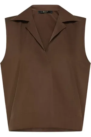 SEVENTY BY SERGIO TEGON Koszulki, Kobieta, brązowy, M, Bawełniany Bezrękawnik z Kołnierzykiem Polo