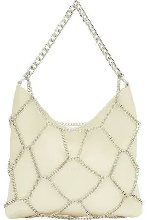 John Richmond Torebki, Kobieta, Biały, ONE SIZE, Skóra, Skórzana torba Hobo z łańcuchowym detalem