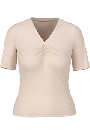 Marc Cain Koszulki, Kobieta, Beżowy, 2XL, Beżowy T-shirt z wzorem J15