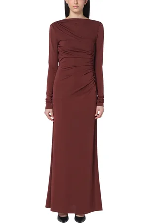 Andamane Sukienki, Kobieta, brązowy, S, Długa Sukienka Damska Elegancki Styl