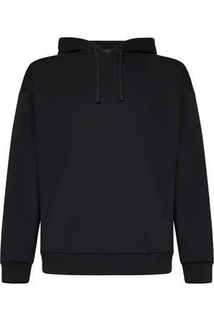 Ermenegildo Zegna Bluzy, Mężczyzna, Czarny, M, Czarny Sweter z Kapturem z Bawełny