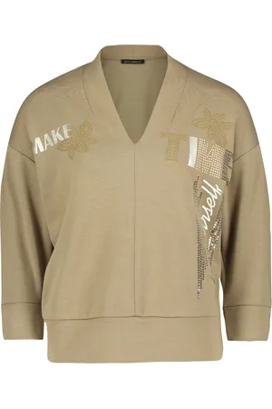 Betty Barclay Bluzy, Kobieta, brązowy, S, Sweatshirt z Dekoltem w Literę V i Stójką