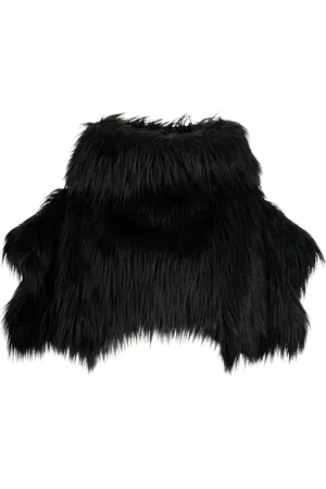 Comme des Garçons Kurtki, Kobieta, Czarny, S, Kurtka z futerka w stylu peleryny