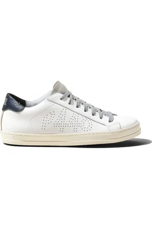 P448 Buty, Mężczyzna, Biały, 40 EU, Biało-Niebieskie Sneakersy z Niebieskimi Szczegółami