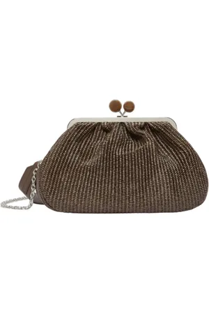 Max Mara Torebki, Kobieta, brązowy, ONE SIZE, Bawełna, Torba Raffia Pasticcino Medium Clutch