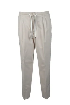 Brunello Cucinelli Spodnie, Mężczyzna, Beżowy, M, Bawełniane Spodnie Casual