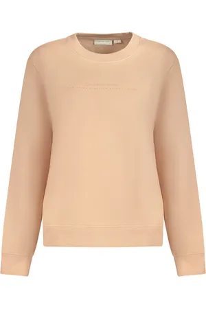Calvin Klein Bluzy, Kobieta, Różowy, XL, Bawełna, Różowa bluza dresowa z długim rękawem i logo