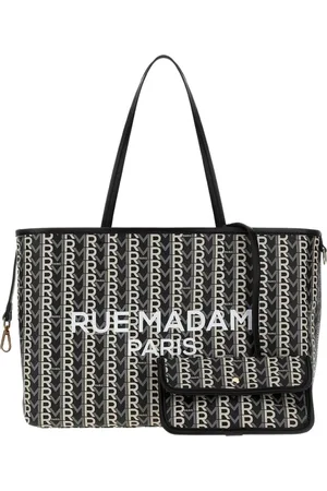 RUE MADAM Torebki, Kobieta, Czarny, ONE SIZE, Monogram Reversible Shopper Torba z Zdejmowaną Clutch