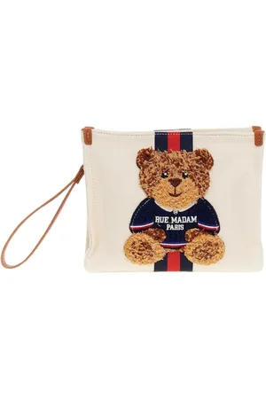 RUE MADAM Torebki, Kobieta, Beżowy, ONE SIZE, Bawełna, Kluczowa torba pluszowego misia w trzech kolorach