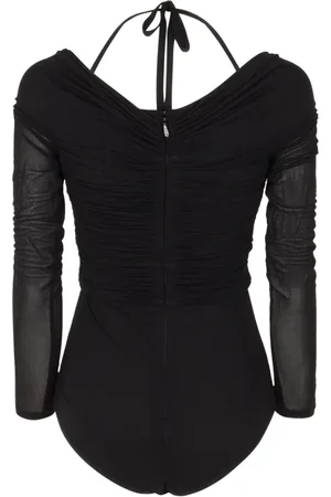 ZIMMERMANN Koszulki, Kobieta, Czarny, S, Czarny Drapowany Top Bodysuit
