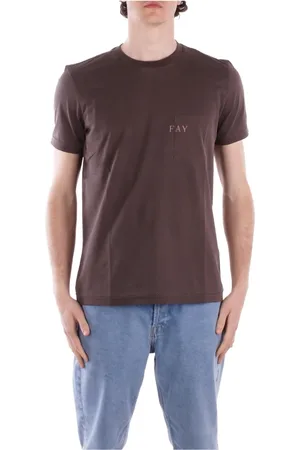 FAY Koszulki, Mężczyzna, brązowy, L, Bawełna, Koszulka z kieszonką z logo Regular Fit
