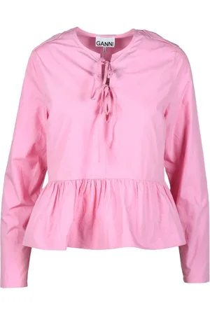 Ganni Bluzki, Kobieta, Różowy, XL, Bluzka z bawełny Model: Blusa