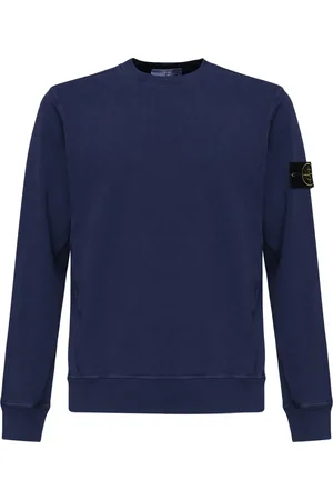 Stone Island Bluzy, Mężczyzna, Niebieski, S, Niebieski Sweter z Efektem Płomienia