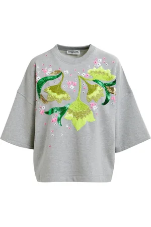 Essentiel Antwerp Koszulki, Kobieta, Szary, S, Szary Hotanical Stylowy Top