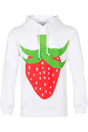 Comme des Garçons Bluzy, Mężczyzna, Biały, S, Bluza z kapturem w truskawkowy wzór