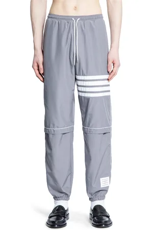 Thom Browne Spodnie, Mężczyzna, Szary, L, Nylon, Spodnie z paskiem 4 paski