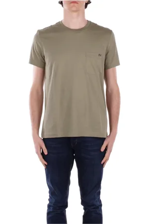FAY Koszulki, Mężczyzna, Zielony, M, Zielony T-shirt z Logo i Kieszonką