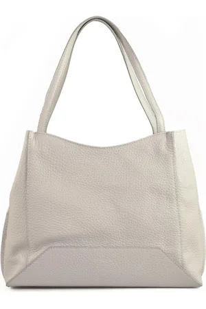 Gianni chiarini Torebki, Kobieta, Szary, ONE SIZE, Skórzana torba na ramię z zamknięciem na zamek błyskawiczny