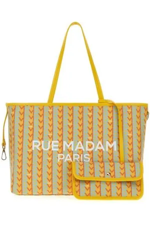 RUE MADAM Torebki, Kobieta, Wielobarwność, ONE SIZE, Żółta Torba na Zakupy z Odwracalną Clutch