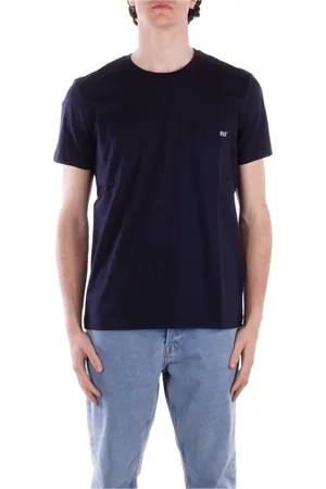 FAY Koszulki, Mężczyzna, Niebieski, L, T-shirt z logo i kieszenią boczną