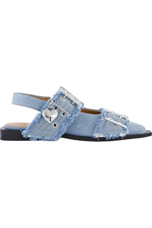Ganni Buty, Kobieta, Niebieski, 40 EU, Chunky Buckle Ballerina w Niebieskim