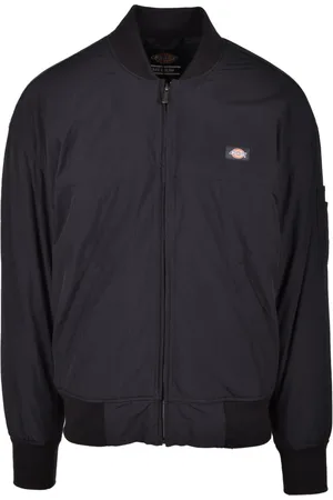 Dickies Kurtki, Mężczyzna, Czarny, M, Len, Kurtka bomberka z zamkiem błyskawicznym
