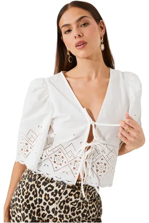 Suncoo Bluzki, Kobieta, Biały, S, Bawełna, Haftowany letni top