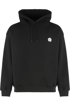 Kenzo Bluzy, Mężczyzna, Czarny, M, Bawełna, Bluza z kapturem z bawełny prążkowanej z kieszeniami