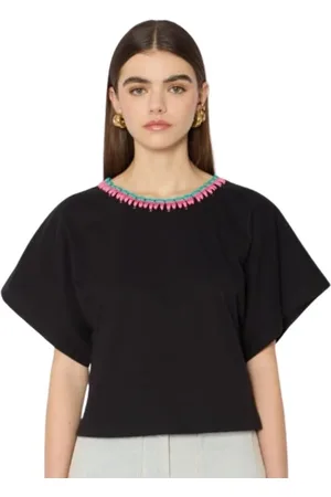 Berenice Koszulki, Kobieta, Czarny, M, T-shirt w stylu kimono z bawełny