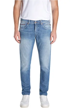 Replay Jeansy, Mężczyzna, Niebieski, W34, Denim, Slim Bright Indigo Denim Jeansy