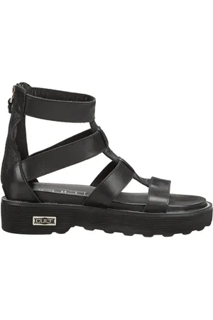 Cult Buty, Kobieta, Czarny, 38 EU, Czarne Skórzane Sandały Ziggy