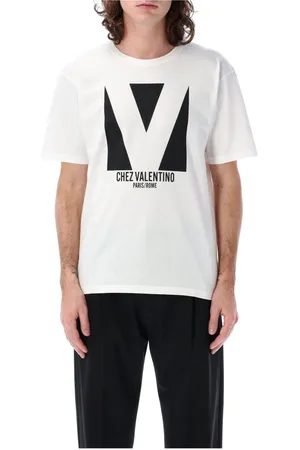 VALENTINO GARAVANI Koszulki, Mężczyzna, Biały, M, Len, T-shirt Chez Valentino