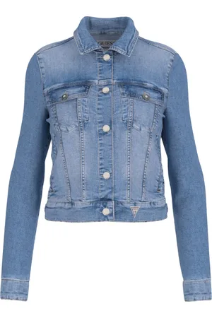 Guess Kurtki, Kobieta, Niebieski, L, Denim, Kurtka Trucker z Denimu
