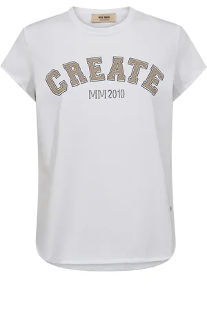Mos Mosh Koszulki, Kobieta, Biały, S, Fajny Print T-shirt Top Krótki Rękaw