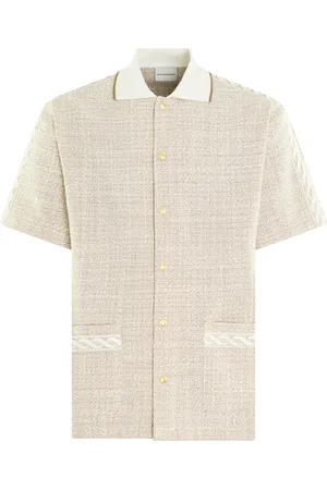 Drôle de Monsieur Koszule, Mężczyzna, Beżowy, M, Tweed, Koszula Tweed Klasyczny Styl