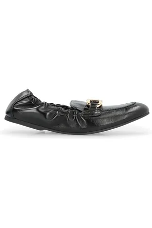 Salvatore Ferragamo Buty, Kobieta, Czarny, 38 1/2 EU, Mokasynyy z skóry z okrągłym noskiem