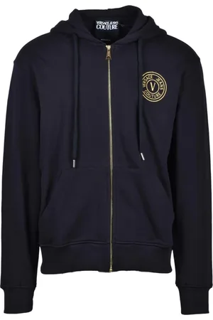 VERSACE Bluzy, Mężczyzna, Czarny, M, Bawełniany sweter z unikalnym wzorem