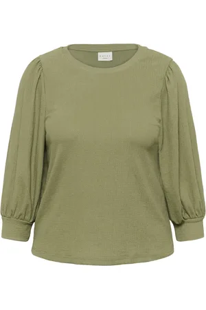 Kaffe Bluzki, Kobieta, Zielony, XL, Poliester, Oil Puff Sleeve Tee
