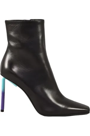 OFF-WHITE Buty, Kobieta, Czarny, 36 EU, Skórzane Botki na Obcasie 10cm