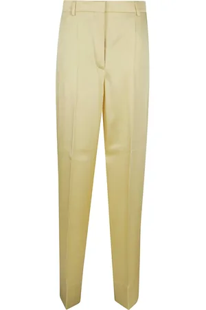 Stella McCartney Spodnie, Kobieta, Żółty, XS, Kanarkowe Satynowe Spodnie Luźny Fason