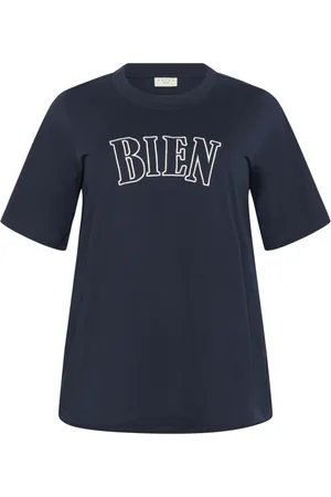 Kaffe Koszulki, Kobieta, Niebieski, L, Haftowany T-shirt Północ Kreda Styl