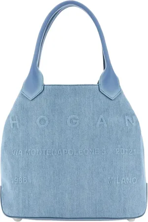 Hogan Torebki, Kobieta, Niebieski, ONE SIZE, Denim, Torba na zakupy z dżinsu i skóry Azzurro