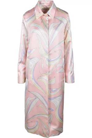 Emilio Pucci Płaszcze, Kobieta, Wielobarwność, S, Jedwabny płaszcz z zapięciem na napy