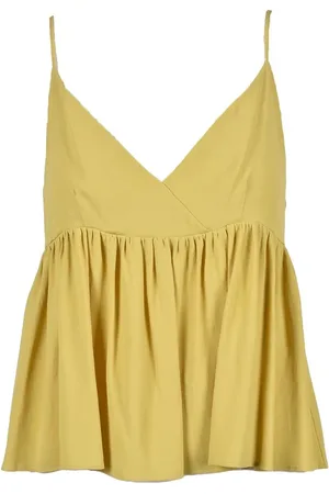 SEMICOUTURE Koszulki, Kobieta, Zielony, S, Elegancki Top Bez Rękawów
