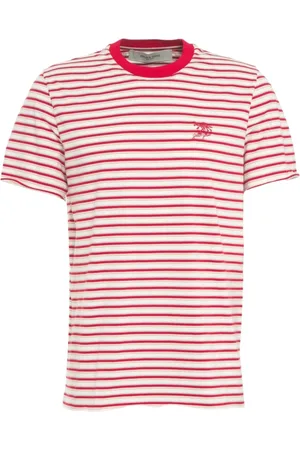 Golden Goose Koszulki, Mężczyzna, Wielobarwność, XL, Bawełna, T-shirt w paski Czerwony Ss 25