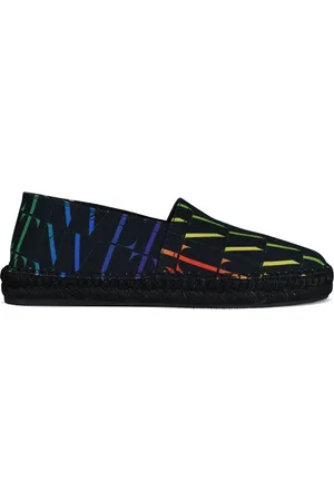 VALENTINO GARAVANI Buty, Mężczyzna, Czarny, 39 1/2 EU, Len, Multikolorowe espadryle wsuwane Vlnt