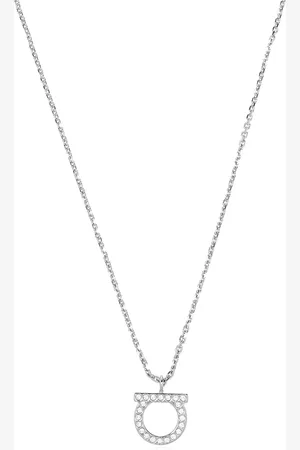 Salvatore Ferragamo Akcesoria, Kobieta, Szary, ONE SIZE, Naszyjnik Gancini Crystals