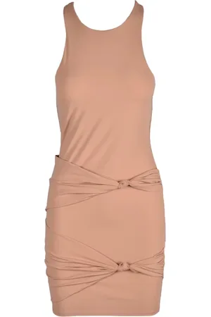 Patrizia Pepe Sukienki, Kobieta, Beżowy, M, Elegancka Sukienka Damska z Mieszanki Materiałów