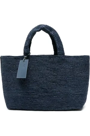 MANEBI Torebki, Kobieta, Niebieski, ONE SIZE, Niebieska Torba Shopper z Rafii